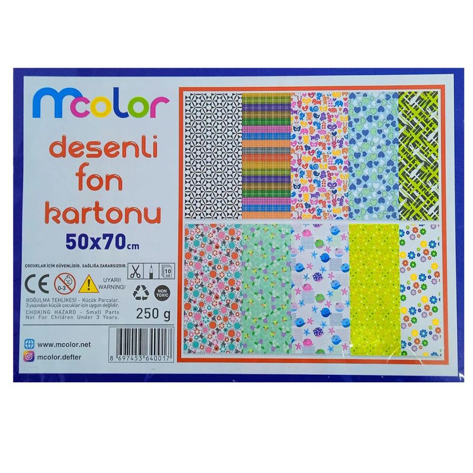 MCOLOR DESENLİ FON KARTONU 10 LU