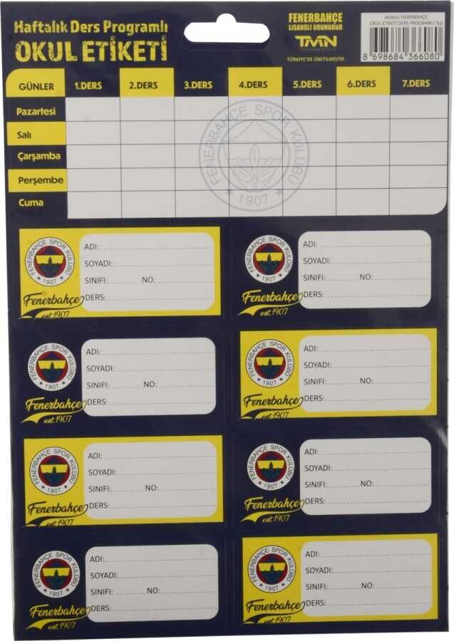 FENERBAHÇE 463642  OKUL ETİKETİ 25 Lİ