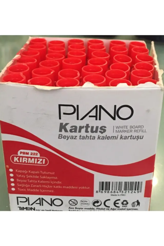 PIANO KIRMIZI TAHTA KALEM KARTUŞU 12 Lİ