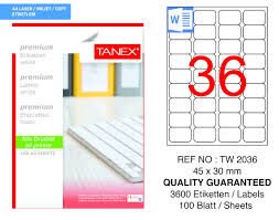 TANEX TW-2036 LAZER  ETİKET 36 LI 100 AD