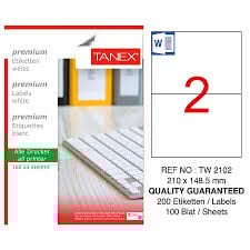TANEX TVW 2102 LAZER ETİKET 100 LÜ 2 Lİ BANT