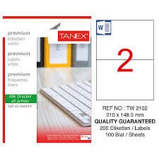 TANEX TVW 2102 LAZER ETİKET 100 LÜ 2 Lİ BANT