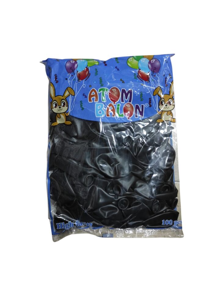 ATOM BALON METALİK SİYAH BALON 100 LÜ