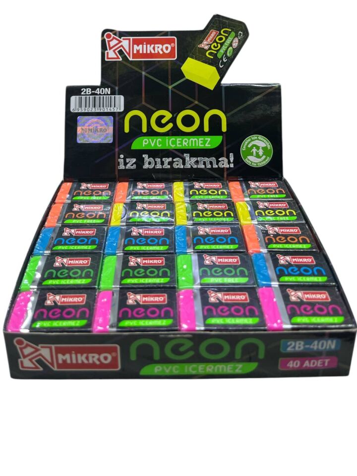 MİKRO 2B-40N NEON RENKLİ SİLGİ 40 LI