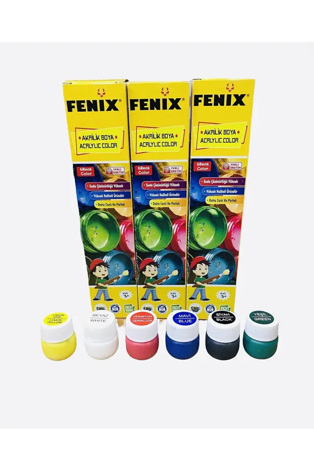 FENİX KUMAŞ BOYASI RENKLİ 6 LI