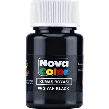 NOVA COLOR NC-164 KUMAŞ BOYASI ŞİŞE SİYAH 12 Lİ