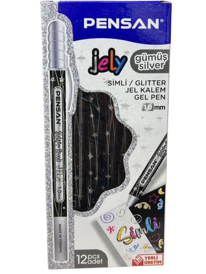 PENSAN JELY SİMLİ  JEL KALEM GÜMÜŞ 12 Lİ