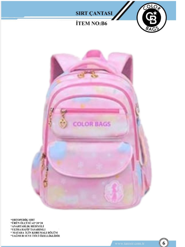 COLOR BAGS İTHAL OKUL ÇANTASI B6