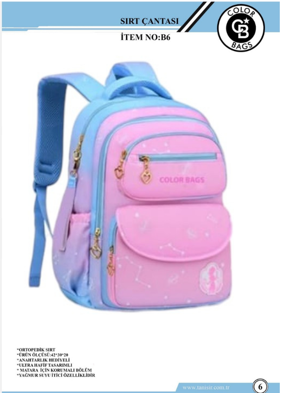 COLOR BAGS İTHAL OKUL ÇANTASI B6