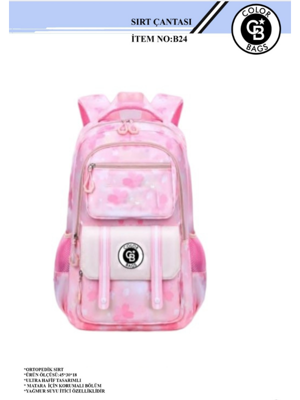 COLOR BAGS İTHAL OKUL ÇANTASI B-24 PEMBE