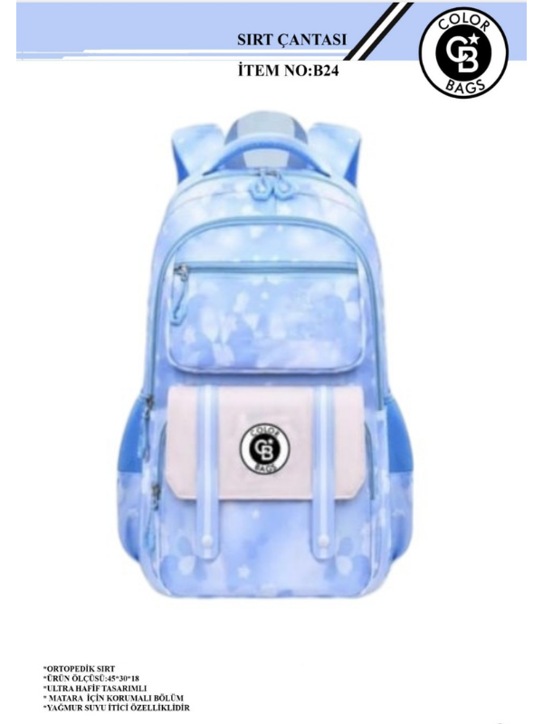 COLOR BAGS İTHAL OKUL ÇANTASI B-24 MAVİ