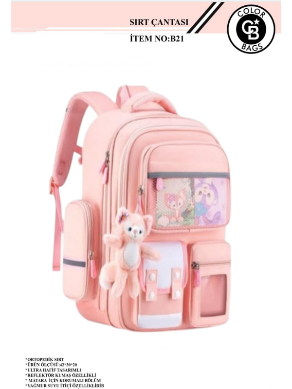 COLOR BAGS İTHAL OKUL ÇANTASI B-21 PEMBE