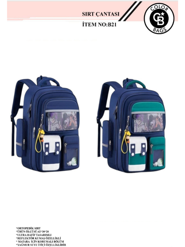 COLOR BAGS İTHAL OKUL ÇANTASI LACİVERT B-21