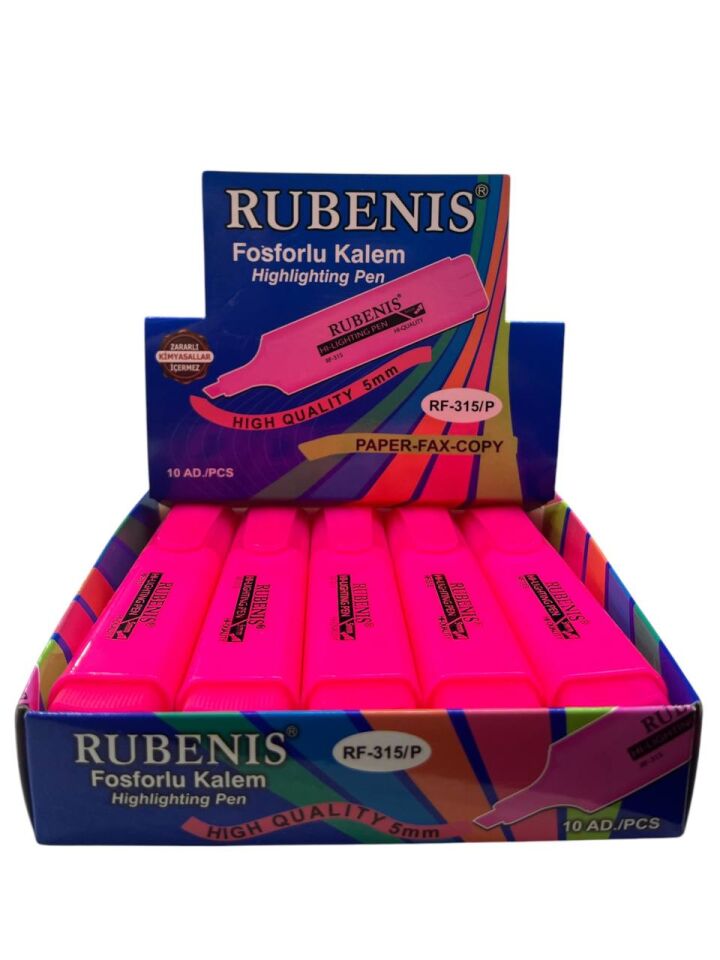 RUBENİS FOSFORLU KALEM PEMBE 10 LU