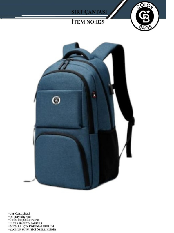 COLOR BAGS İTHAL OKUL ÇANTASI B-29