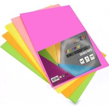 ZİZU A4 RENKLİ FOTOKOPİ KAĞIDI DK-0259 100 LÜ 5 RENK