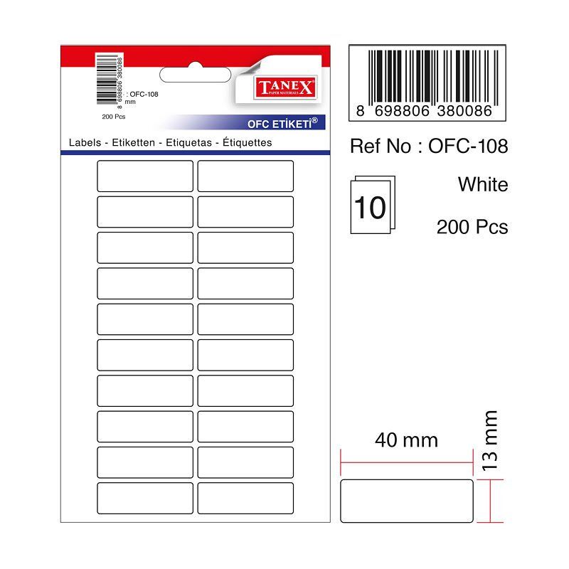 TANEX OFC 108 OFİS ETİKETİ 10 LU