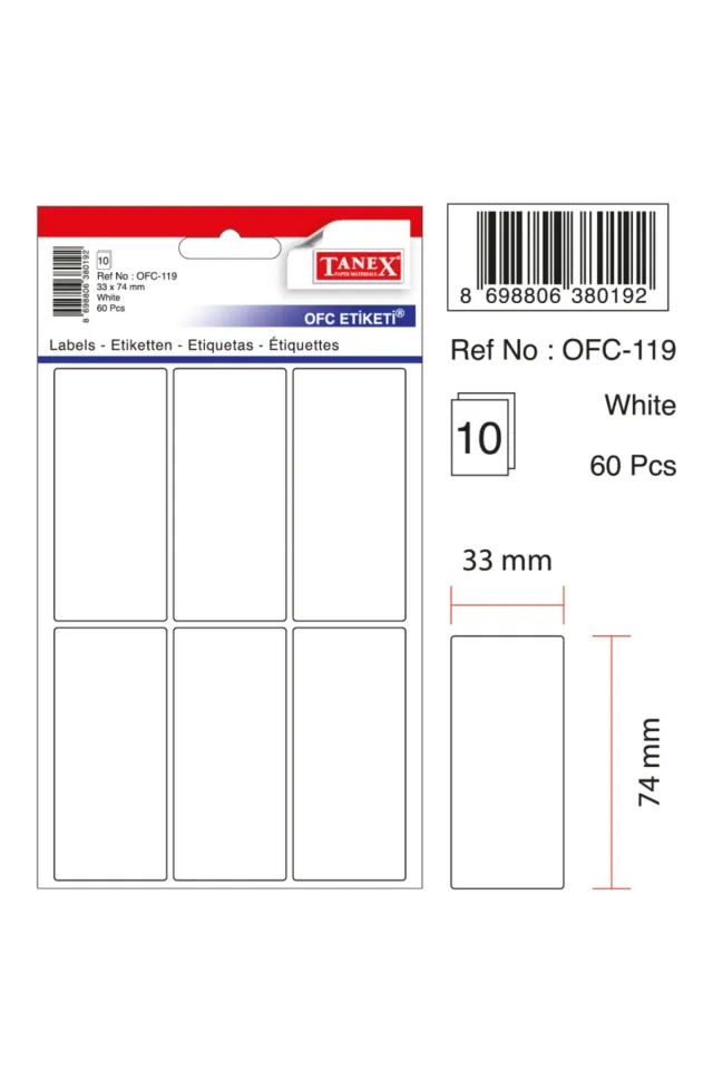 TANEX OFC-119 OFİS ETİKETİ 10 LU