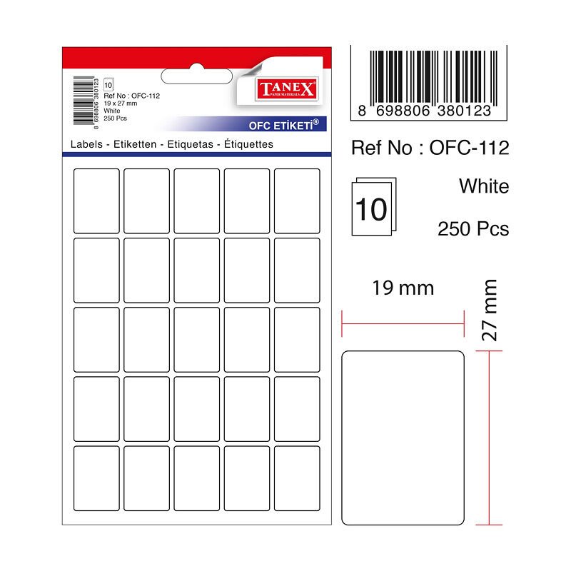 TANEX RENKLİ ETİKET OFC-112