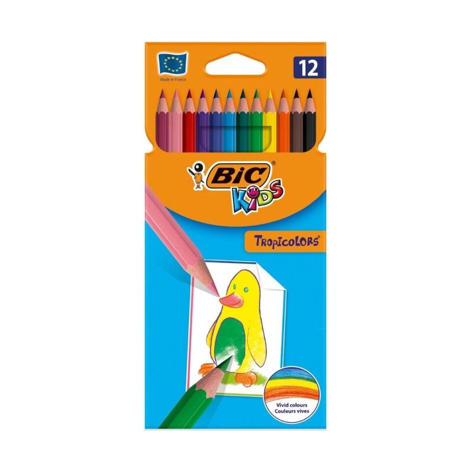 BİC TROPICOLORS KURUBOYA KALEMİ 12 RENK 12 Lİ